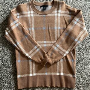 Tahari tan plaid sweater